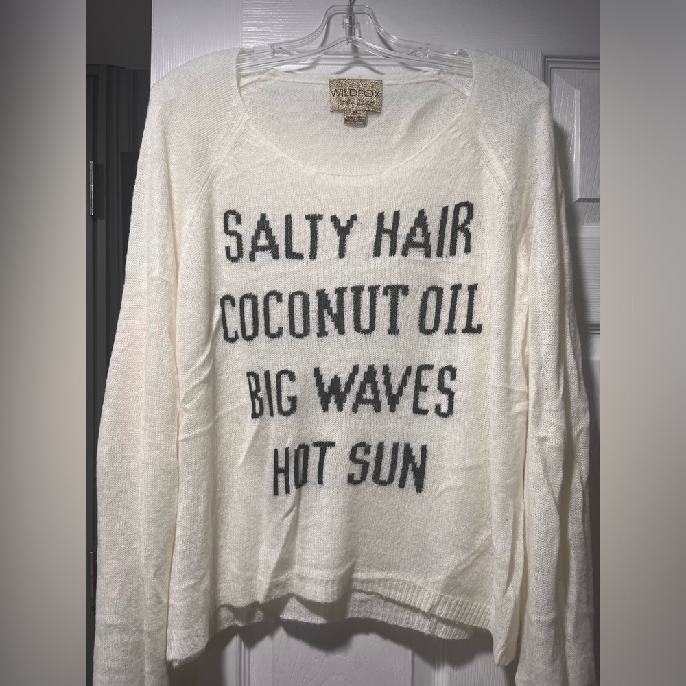 Wildfox sweater size medium big waves salty hair white